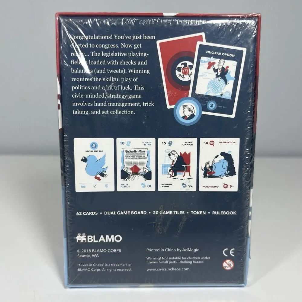 Civics In Chaos Game - BLAMO Kickstarter 2018 Politics Strategy Trump NEW Sealed